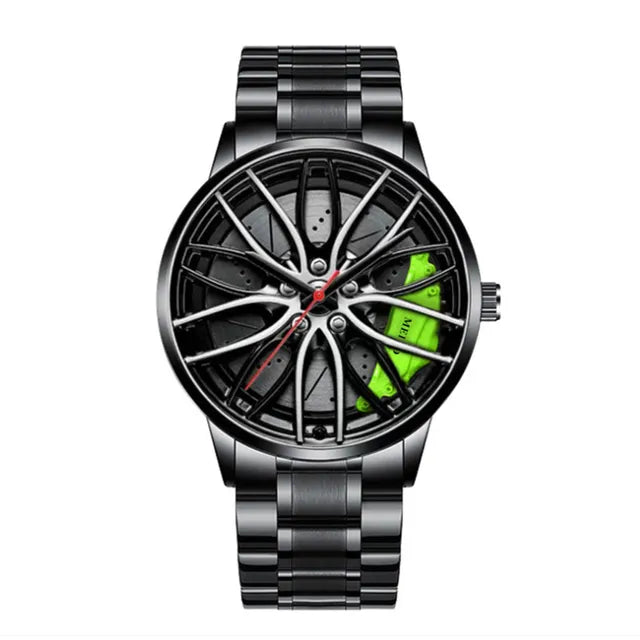 watches : Heren Horloge SportMan - Automatisch Uurwerk - Zwart Edelstaal in Grøn van Pantino