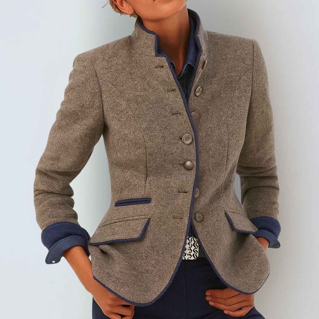 Cardigans pour femmes : Elegant vest met opstaande kraag voor dames in Marron S van Pantino