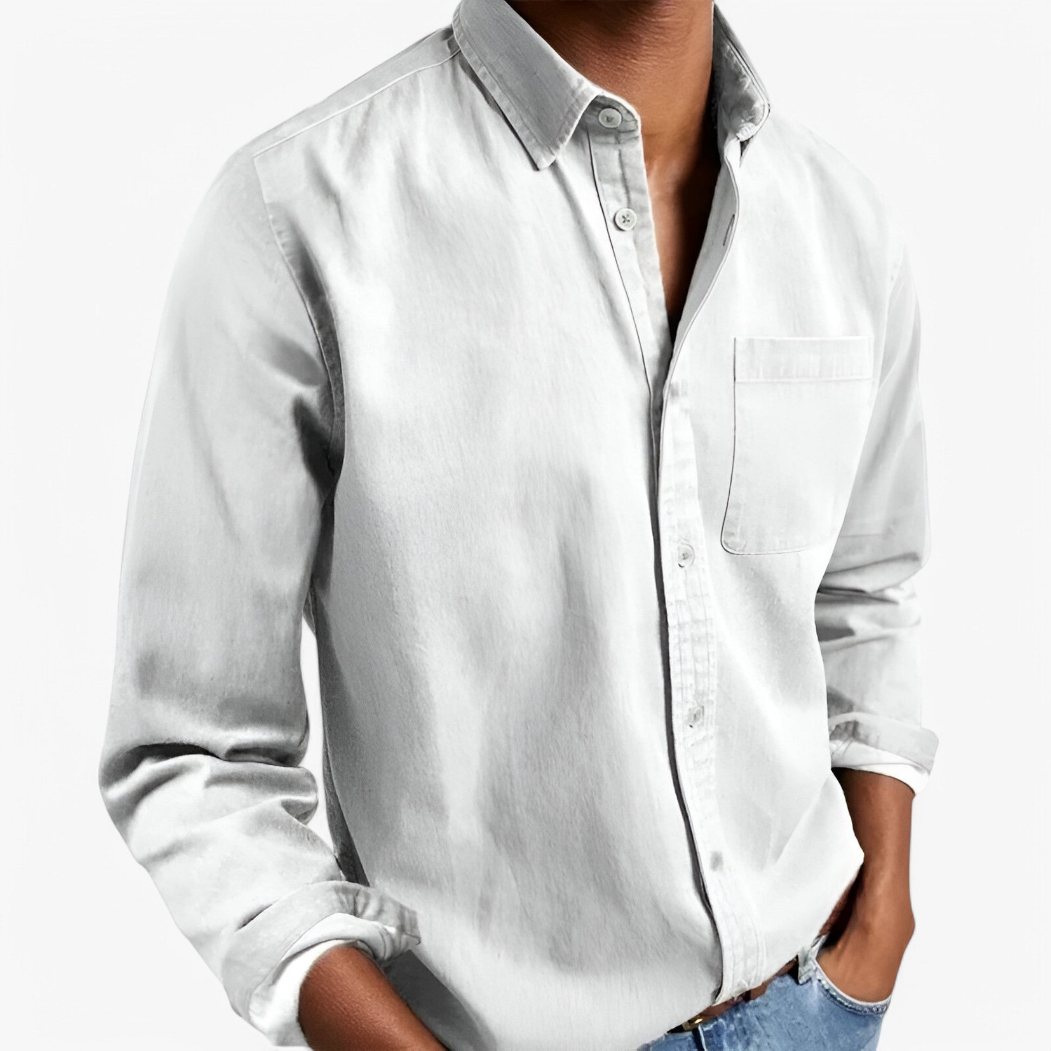 Duurzaam Katoenen Heren Cargo Shirt met Meerdere Zakken, Lange Mouwen