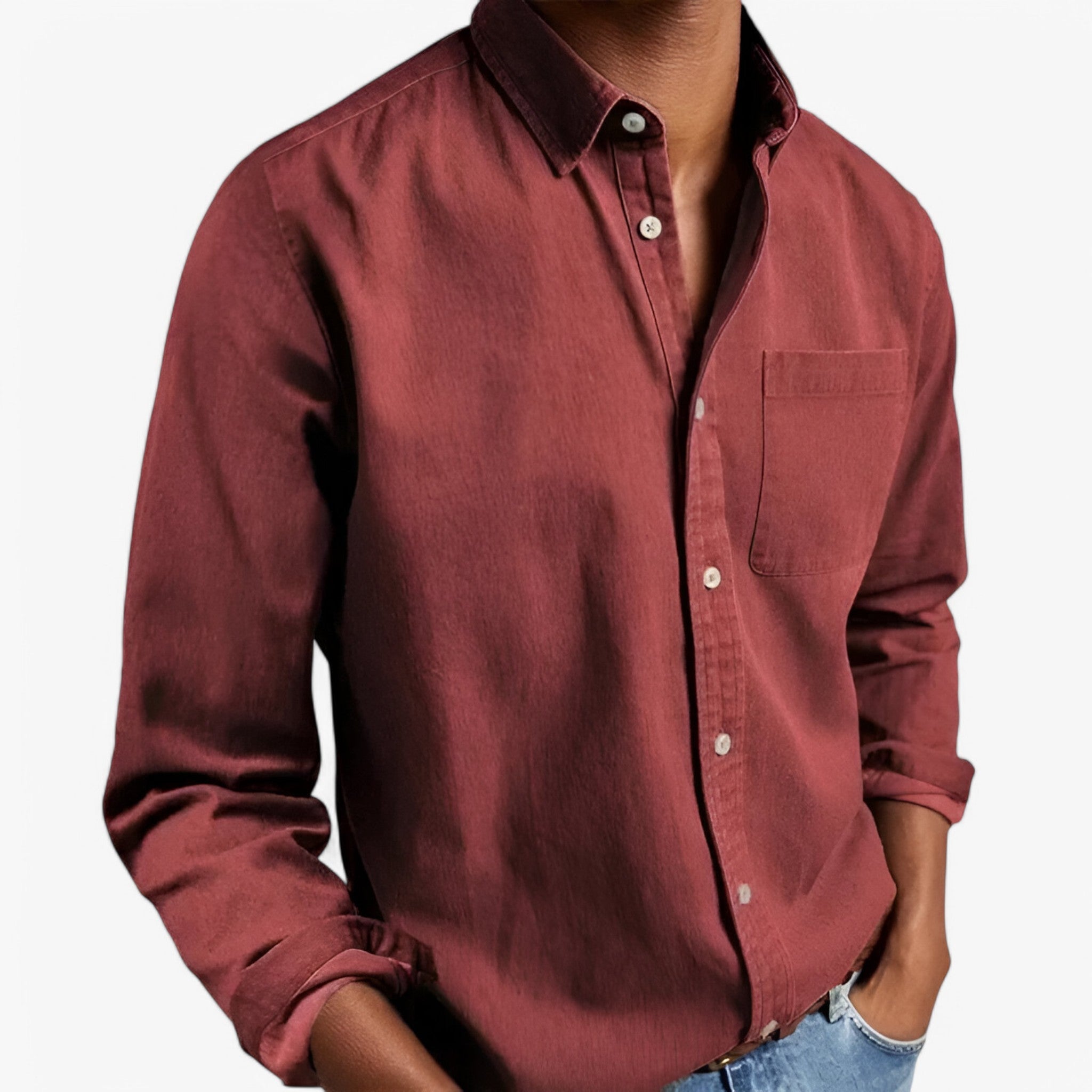 Duurzaam Katoenen Heren Cargo Shirt met Meerdere Zakken, Lange Mouwen