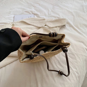 bags : Boheemse Stro Schoudertas Dames - Grote Capaciteit Kralenversiering - Stro in van Pantino