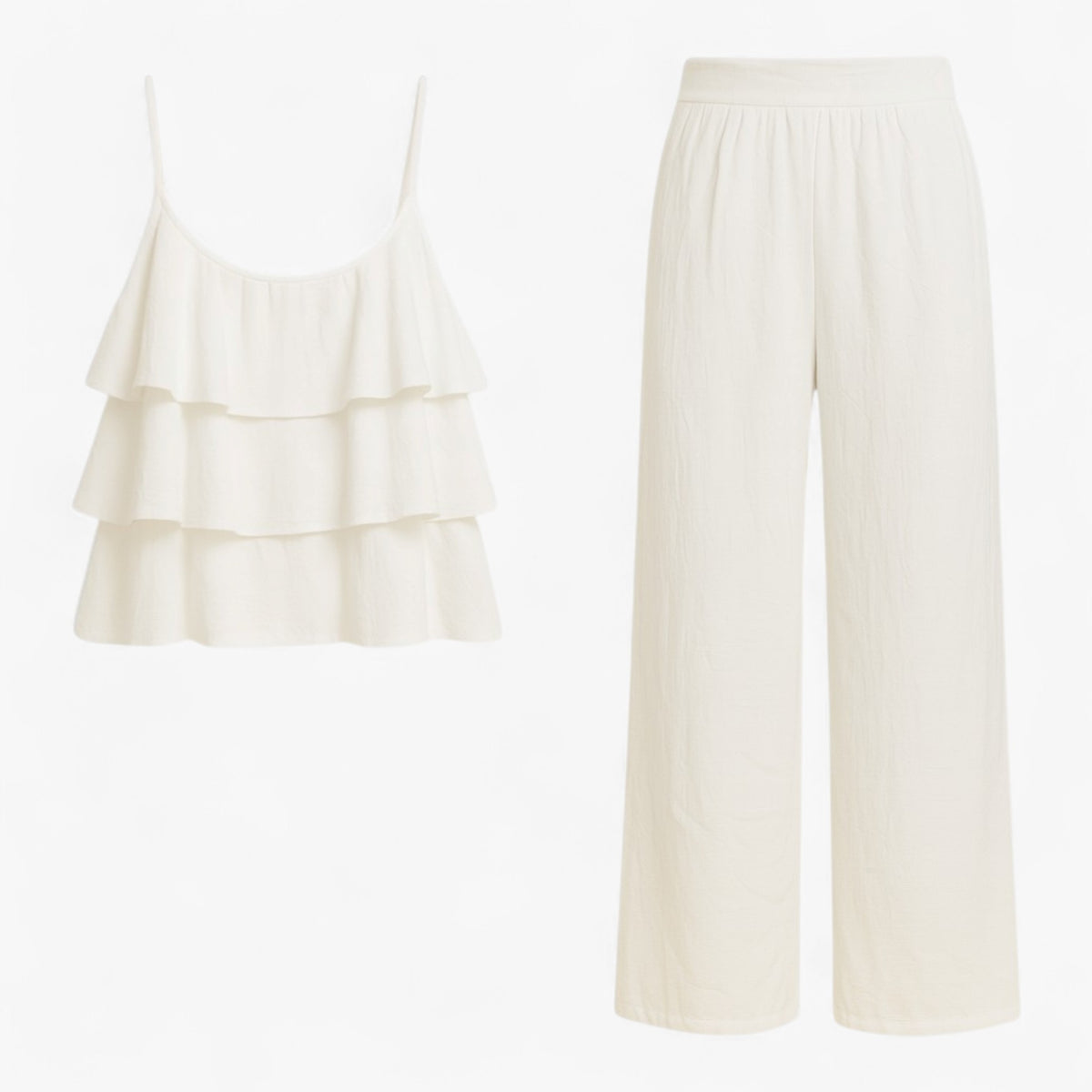 Women Set : Elegante, Gecoördineerde Set voor Dames - Bruin in Wit van Pantino