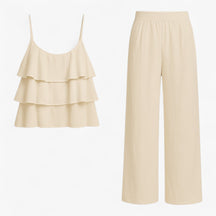 Women Set : Elegante, Gecoördineerde Set voor Dames - Bruin in Beige van Pantino