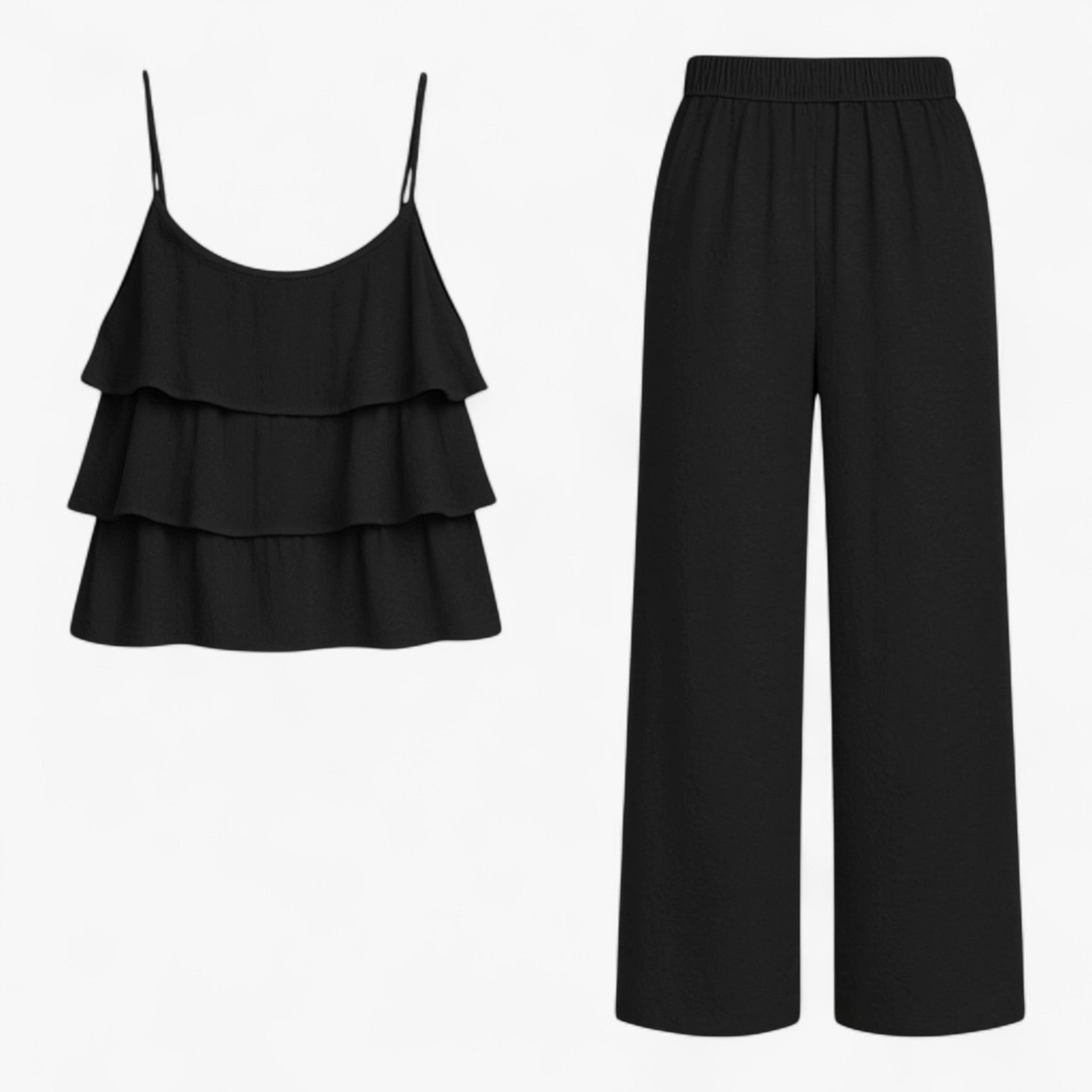 Women Set : Elegante, Gecoördineerde Set voor Dames - Bruin in Zwart van Pantino