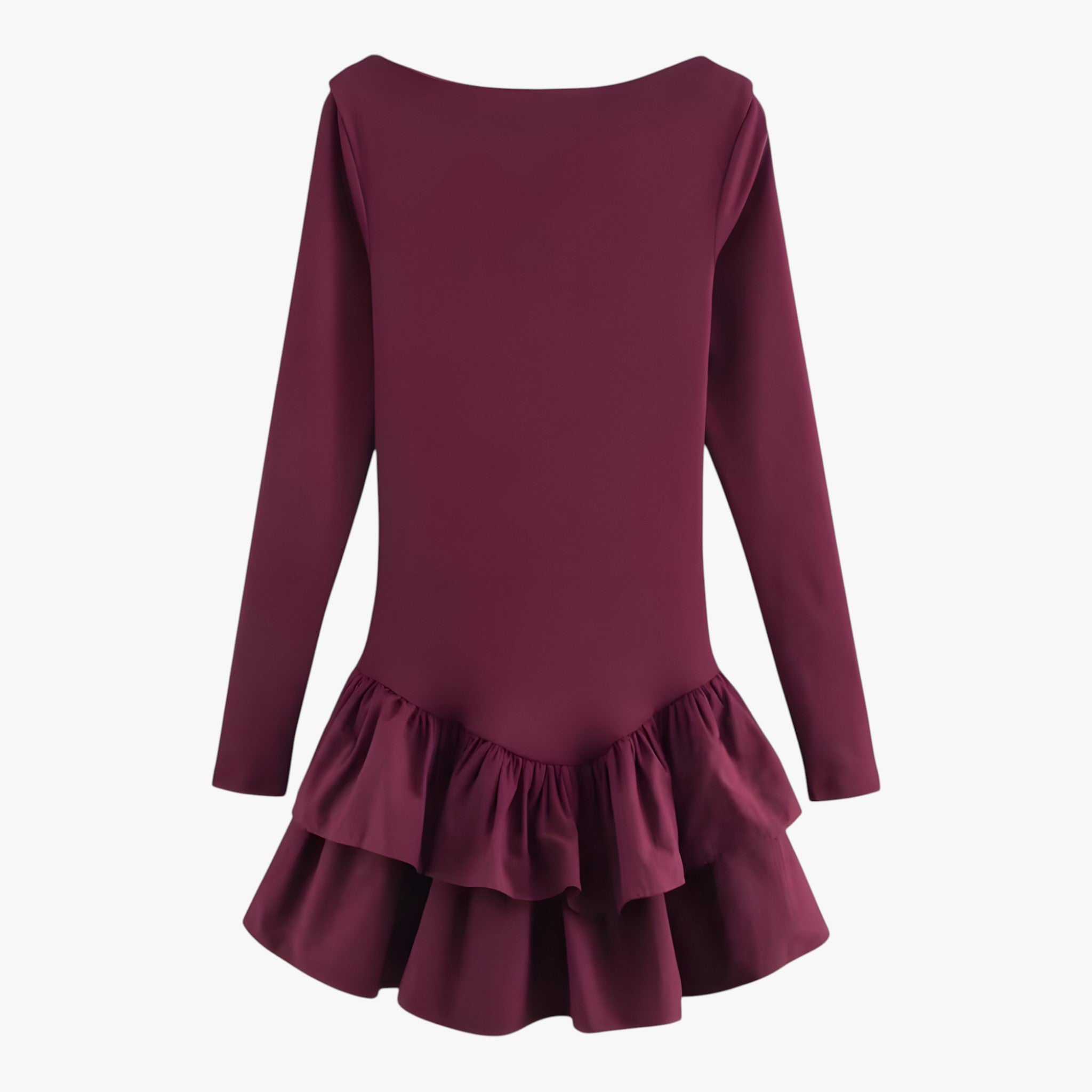 Dress : Minijurk met Lange Mouwen - Trends en Stijl - Bordeaux in Bordeaux van Pantino