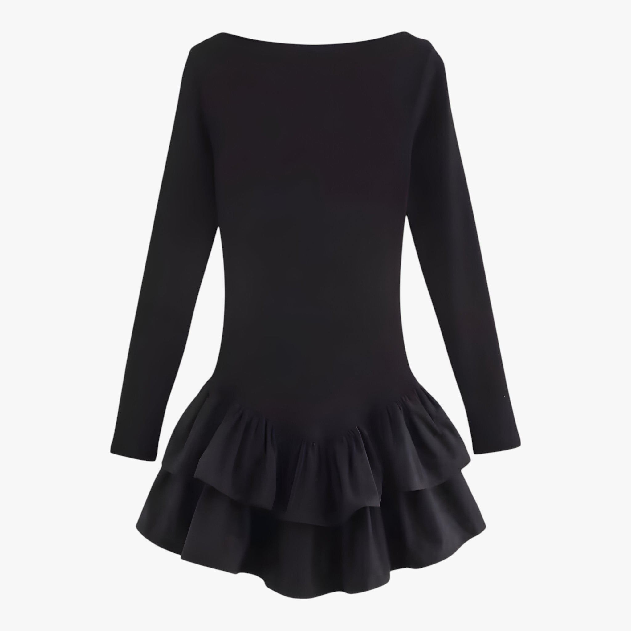 Dress : Minijurk met Lange Mouwen - Trends en Stijl - Bordeaux in Zwart van Pantino