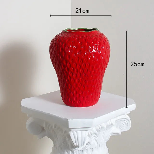 home & garden : Keramiek Vaas Aardbei - Leuke Fruitvorm Woonkamer - Keramiek in Rood 1 van Pantino