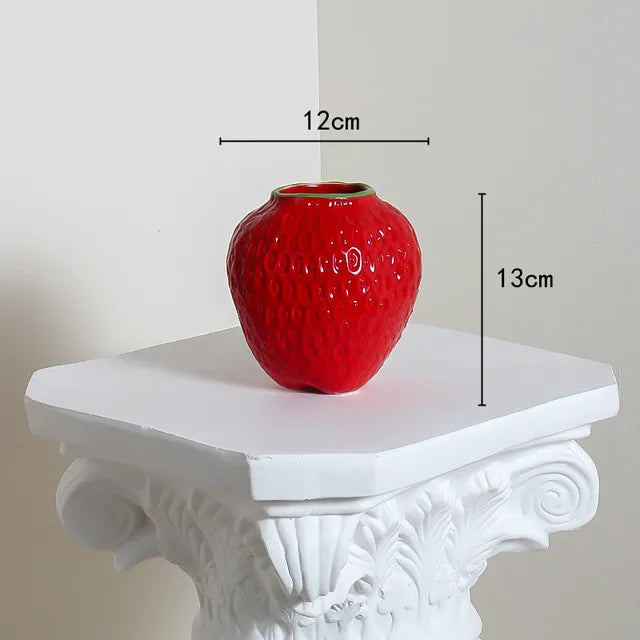 home & garden : Keramiek Vaas Aardbei - Leuke Fruitvorm Woonkamer - Keramiek in Rood 2 van Pantino