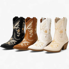 Sandals : Ruskind Westernlaarzen met Brede Hak in Cowgirlstijl - Zwart in van Pantino