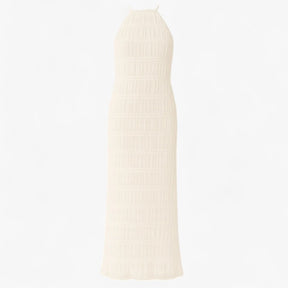 Maxi Dress : Lange Jurk Zonder Rug met Patchworkdetails voor de Zomervakantie - Geel in Wit van Pantino