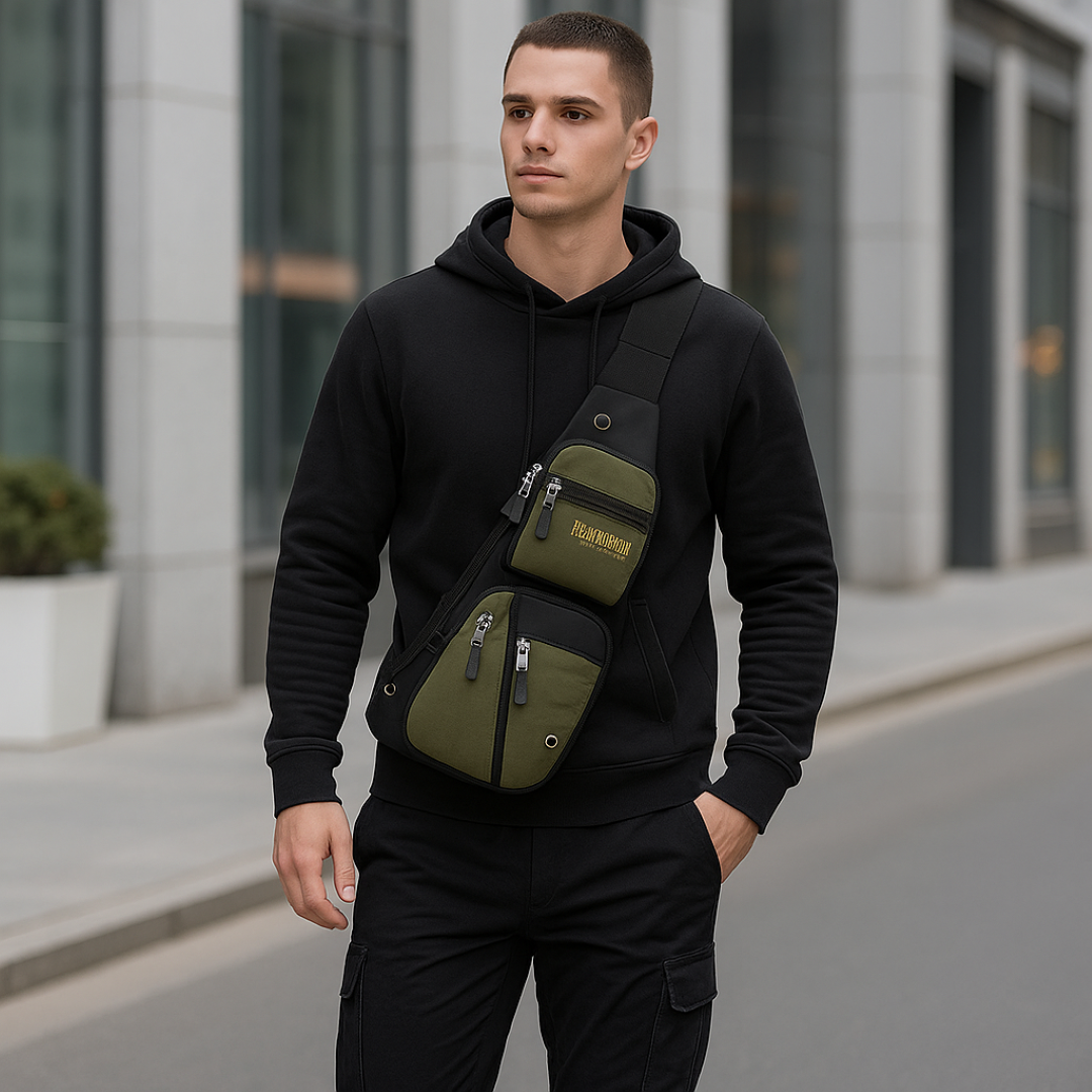 bags : Tactische Borsttaske - Multi-ritssluiting, Waterafstotend, Diefstalbestendig Ontwerp - Zwart in van Pantino