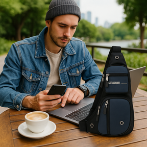 bags : Tactische Borsttaske - Multi-ritssluiting, Waterafstotend, Diefstalbestendig Ontwerp - Zwart in van Pantino