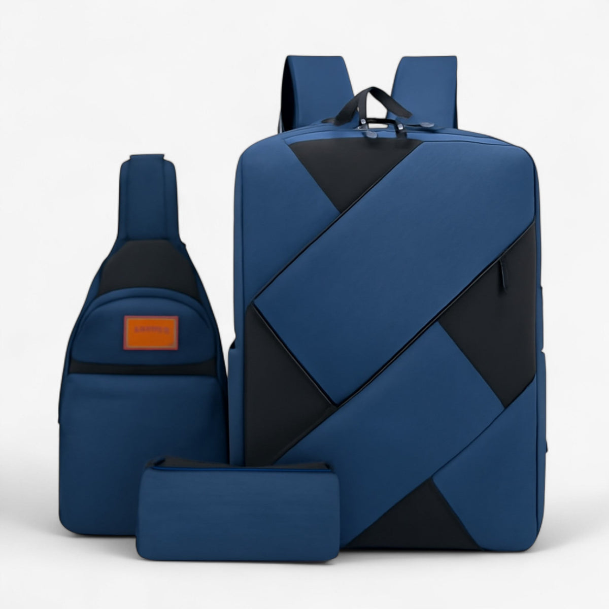 bags : Rugzak Grijs - Set 3 in 1 met en Bijpassende Accessoires in Blauw van Pantino