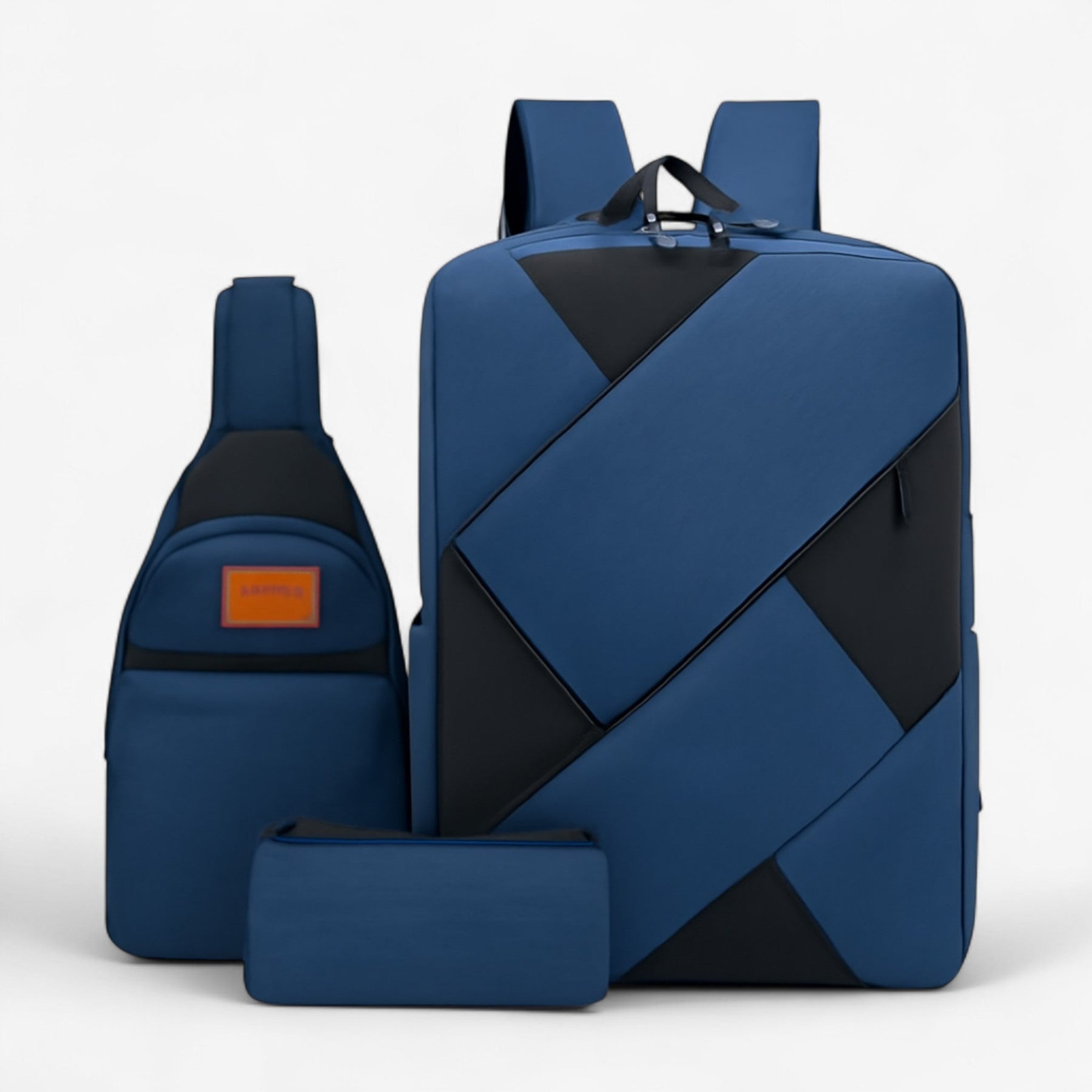 bags : Rugzak Grijs - Set 3 in 1 met en Bijpassende Accessoires in Blauw van Pantino