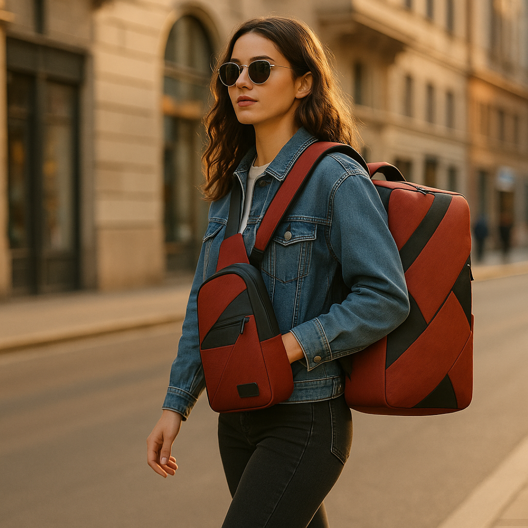 bags : Rugzak Grijs - Set 3 in 1 met en Bijpassende Accessoires in van Pantino