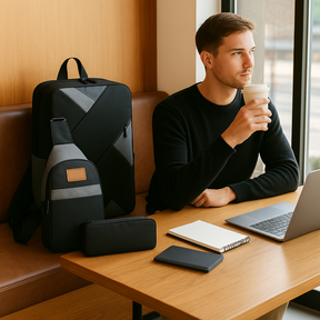 bags : Rugzak Grijs - Set 3 in 1 met en Bijpassende Accessoires in van Pantino