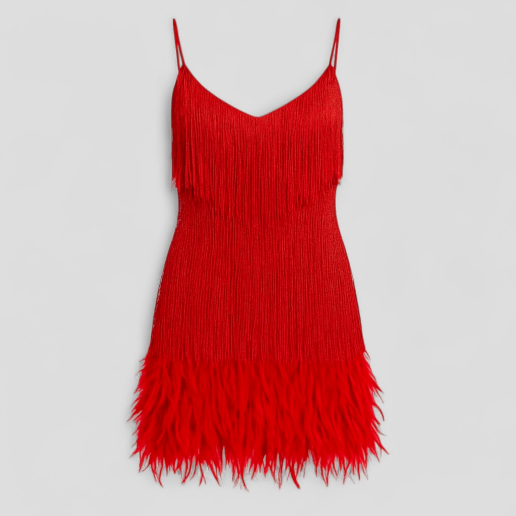 Dresses : Elegante cocktailjurk voor dames, zwarte satijnen avondjurk, maten S-XL in Rosso van Pantino