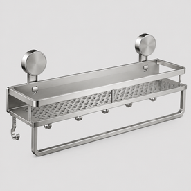home & garden : Aluminium Badkamerrek met Zuignappen – Wandrek met Haken in Zilver van Pantinoshop