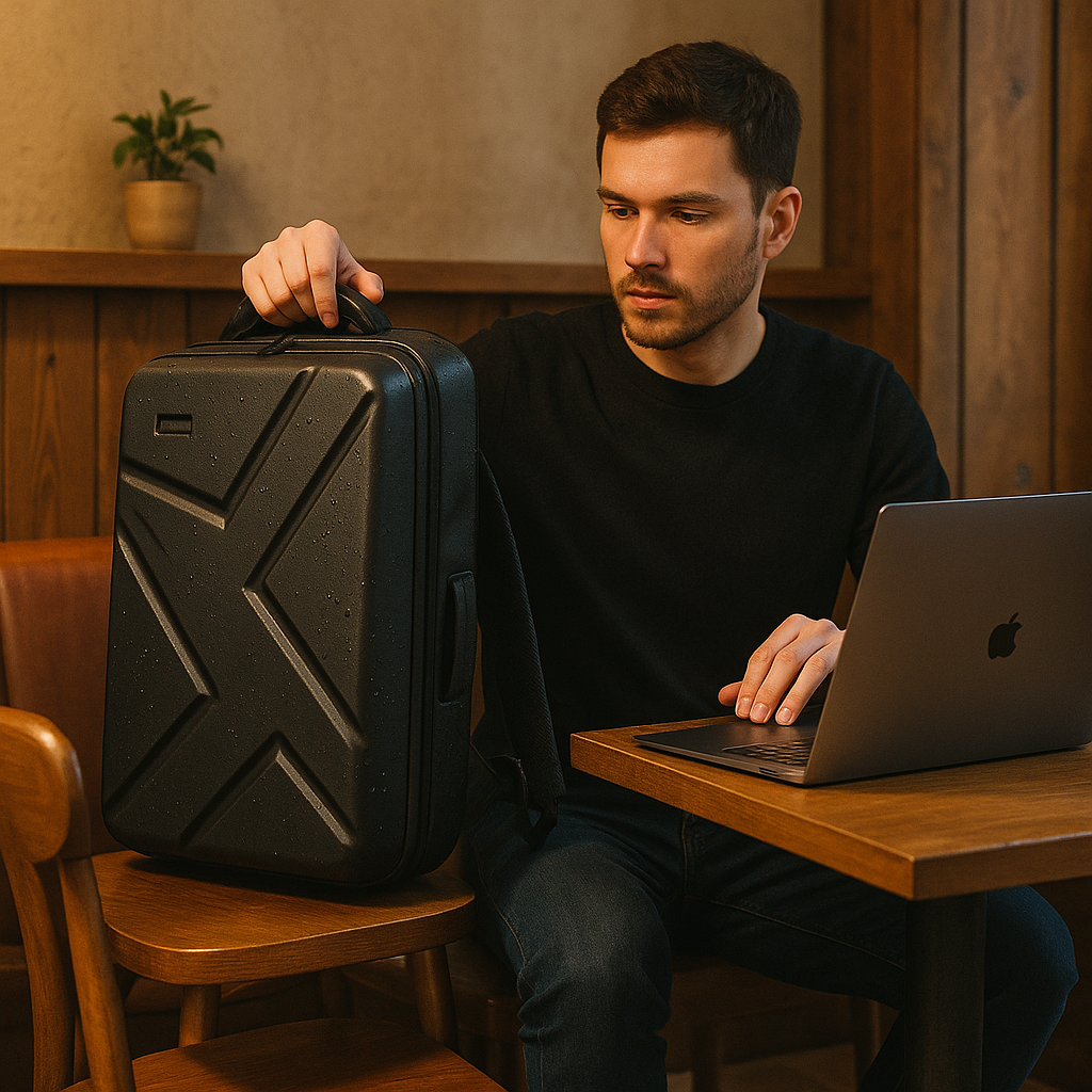 bags : Rugzak Zwart - Duurzame Multikleur met USB-poort in van Pantino