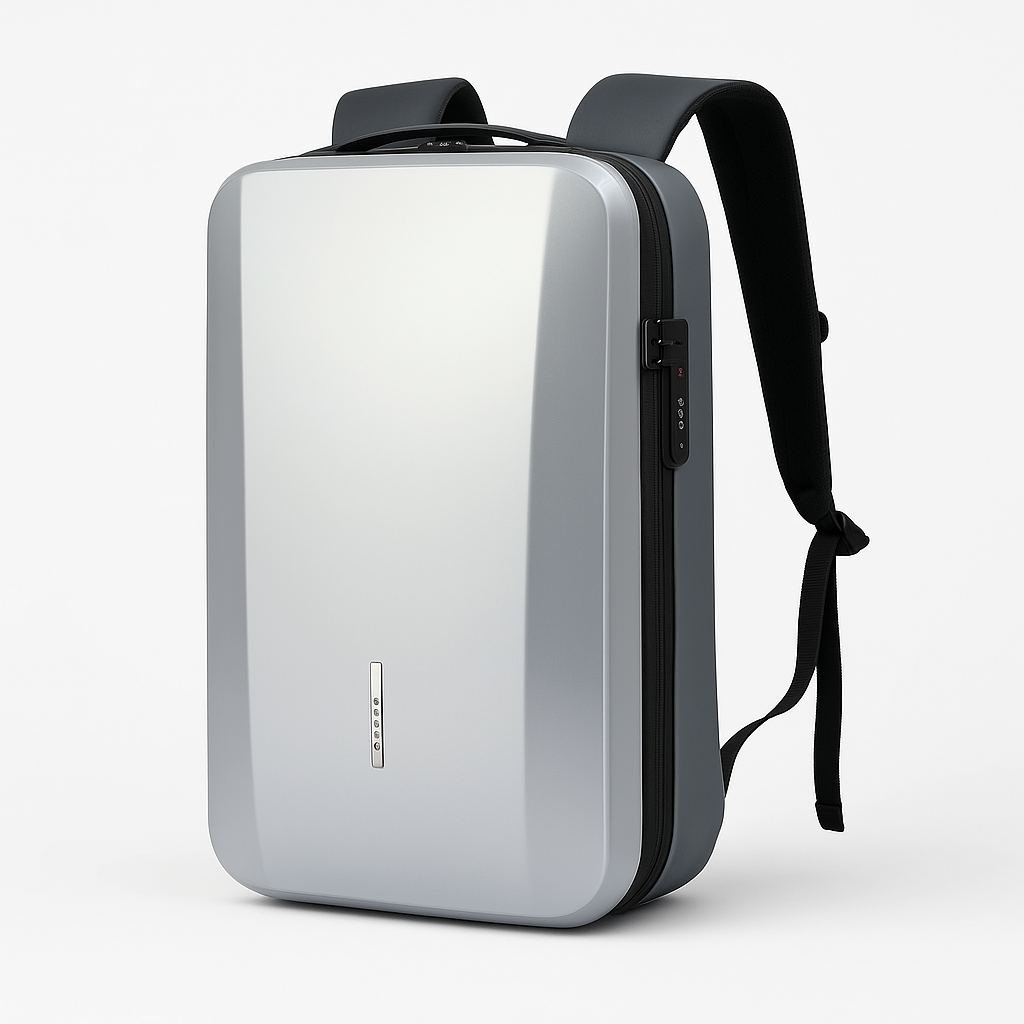 Harde Antidiefstal Rugzak in ABS met Geïntegreerd Slot en USB - Unisex, Zwart