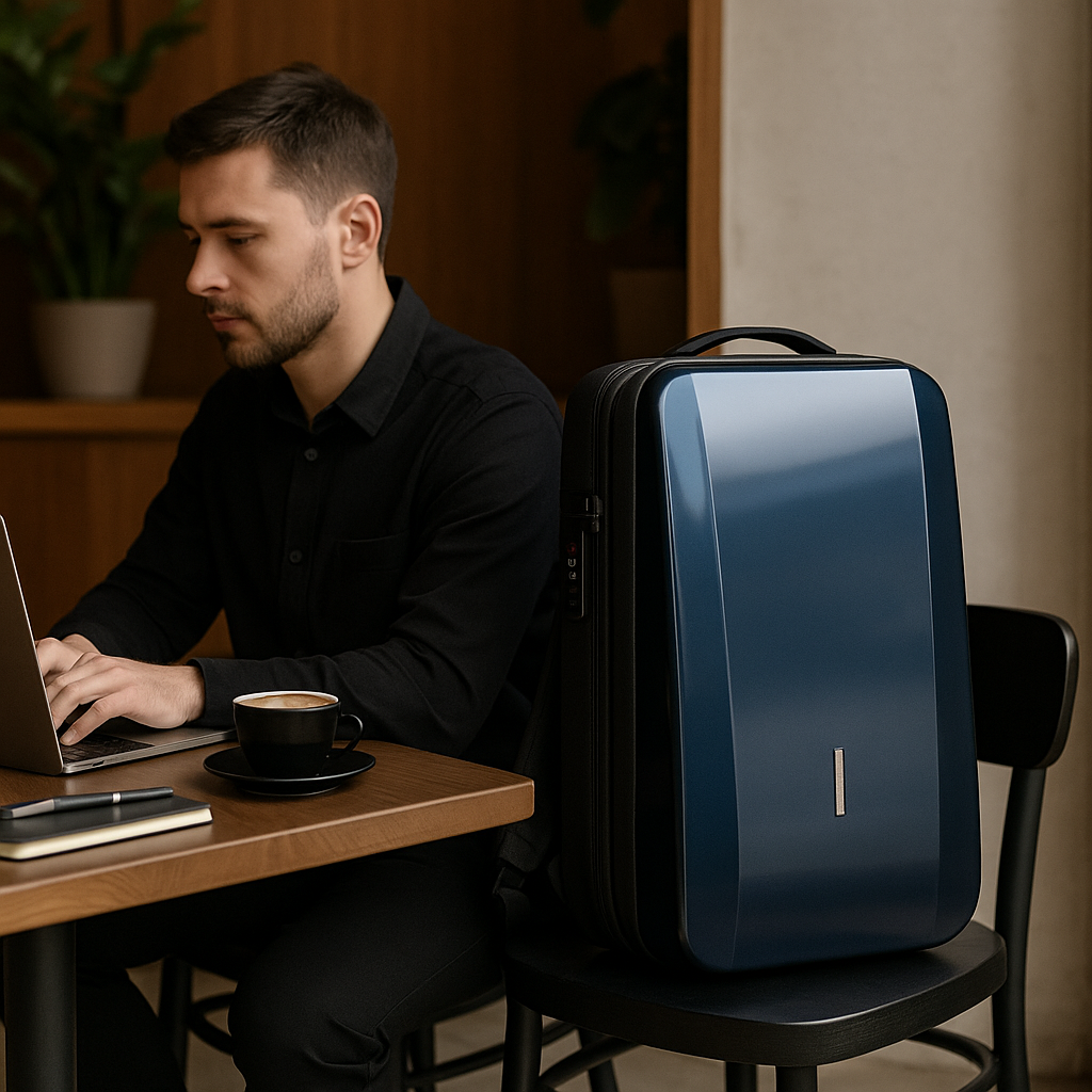 Harde Antidiefstal Rugzak in ABS met Geïntegreerd Slot en USB - Unisex, Zwart