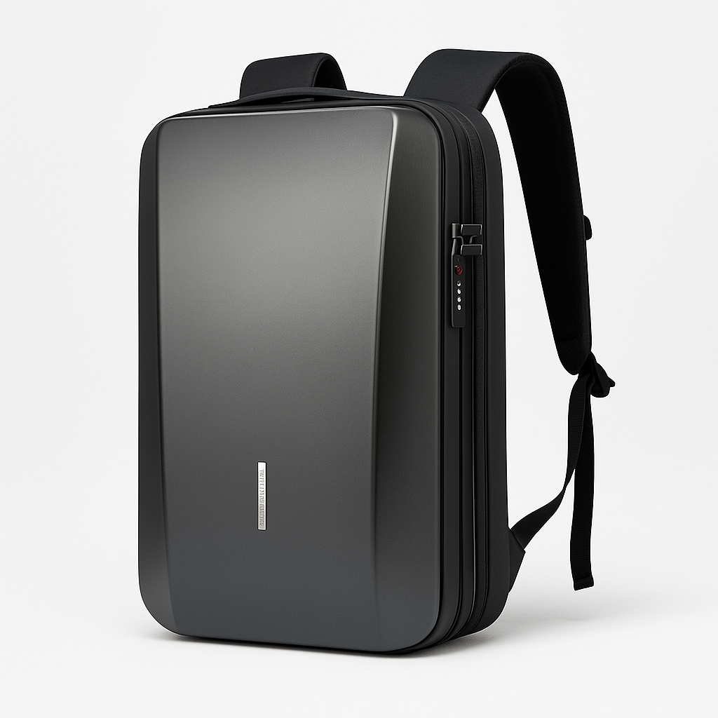 Harde Antidiefstal Rugzak in ABS met Geïntegreerd Slot en USB - Unisex, Zwart