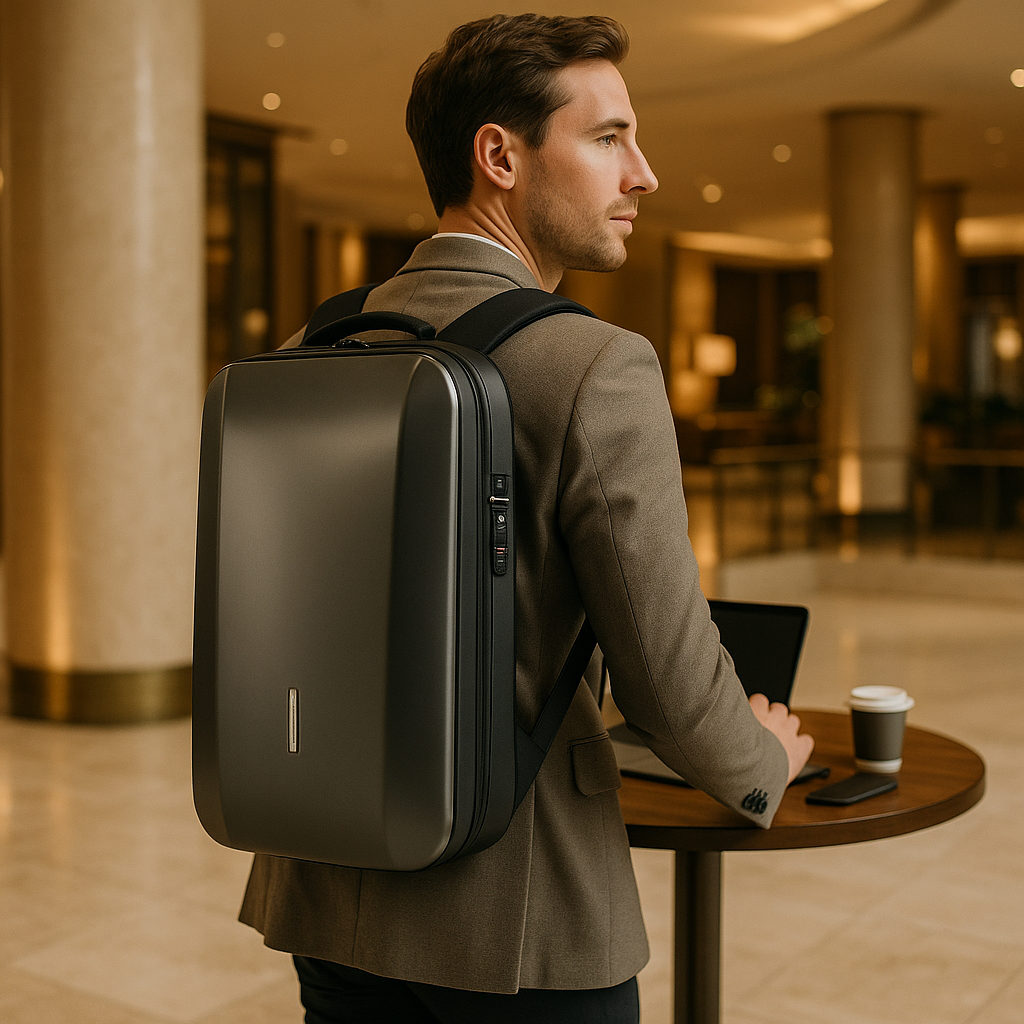 Harde Antidiefstal Rugzak in ABS met Geïntegreerd Slot en USB - Unisex, Zwart