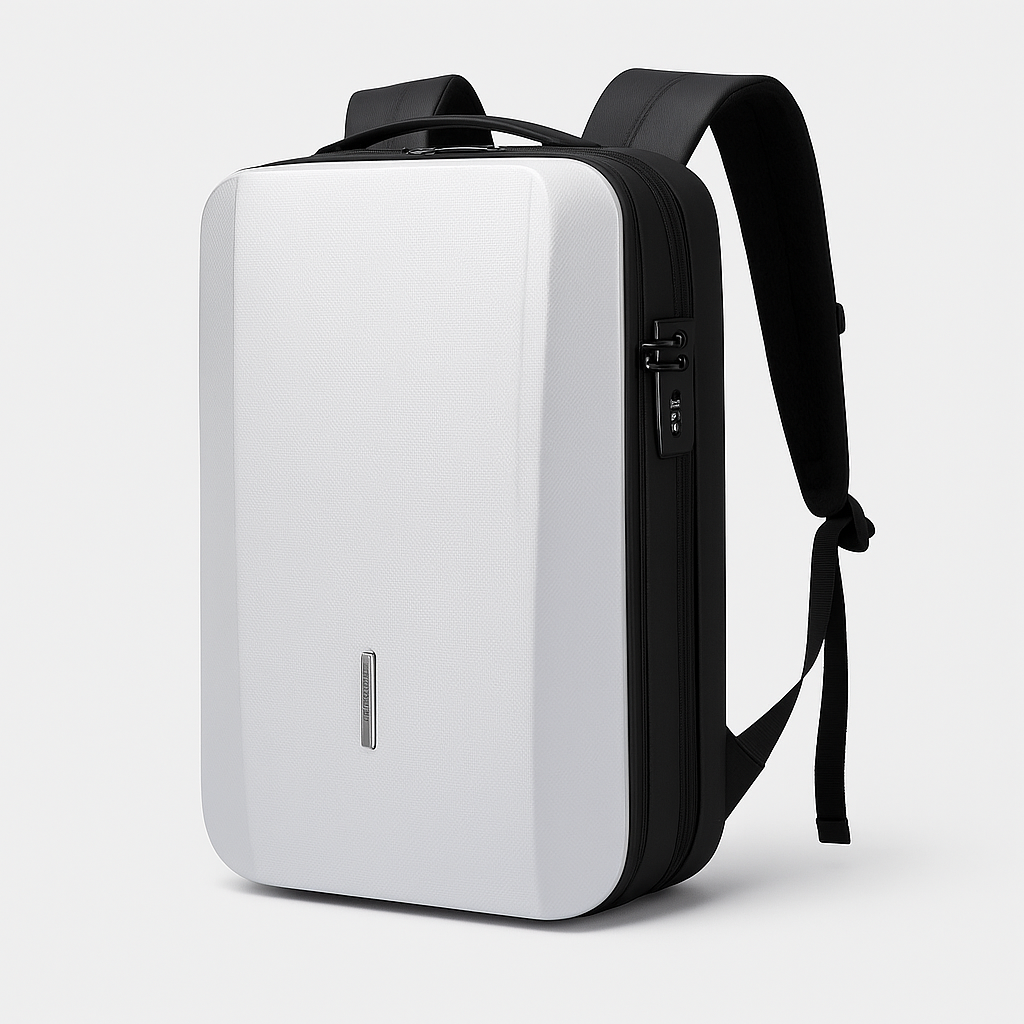 Harde Antidiefstal Rugzak in ABS met Geïntegreerd Slot en USB - Unisex, Zwart