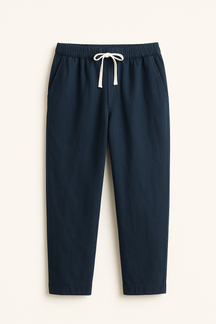 Pants : Relaxte pasvorm, slanke pasvorm Herenlinnen in Blu Marine van Pantino