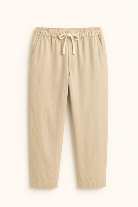 men's pants : Relaxte pasvorm, slanke pasvorm Herenlinnen in Beige van Pantinoshop