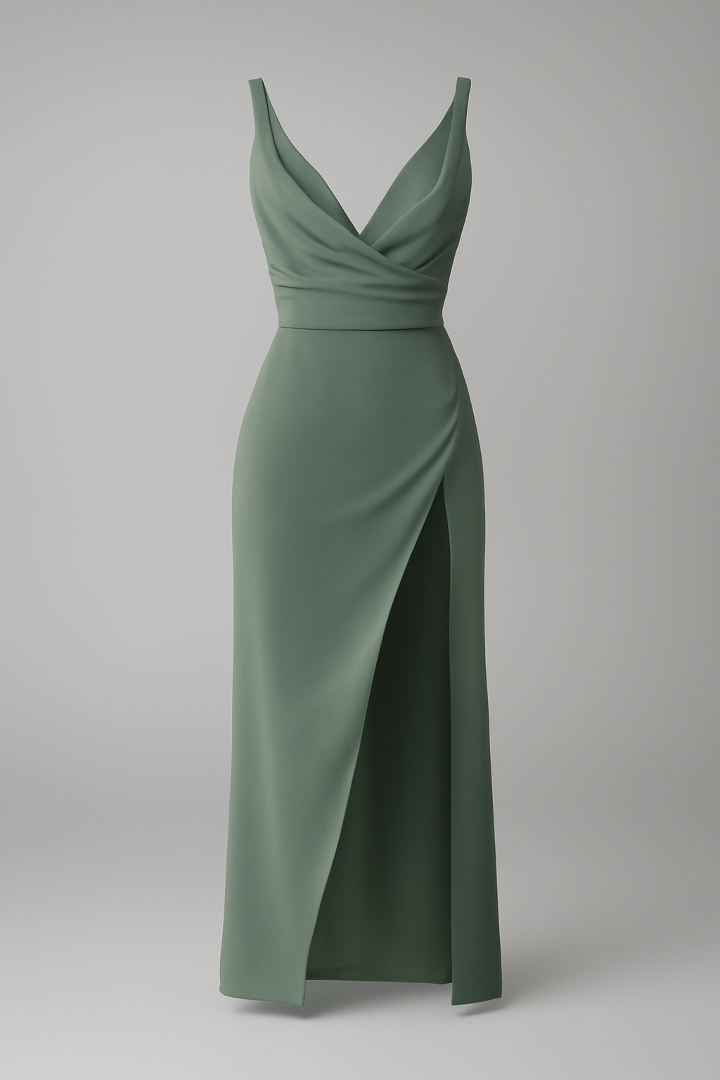 Dresses : Elegant gedrapeerde midi-jurk voor dames met zijsplit - Perfect voor ceremonies in Verde van Pantinoshop