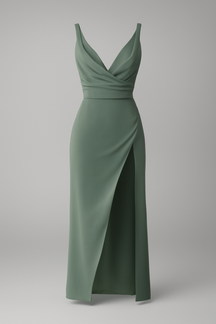 Elegant gedrapeerde midi-jurk voor dames met zijsplit - Perfect voor ceremonies