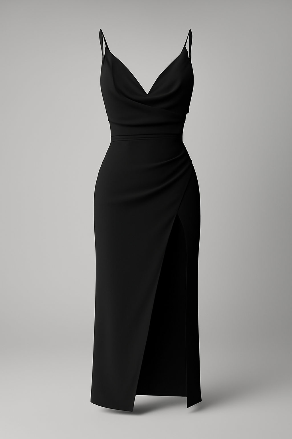 Elegant gedrapeerde midi-jurk voor dames met zijsplit - Perfect voor ceremonies