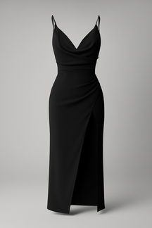 Elegant gedrapeerde midi-jurk voor dames met zijsplit - Perfect voor ceremonies