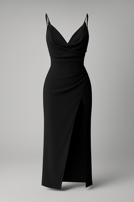 Dresses : Elegant gedrapeerde midi-jurk voor dames met zijsplit - Perfect voor ceremonies in Nera van Pantinoshop
