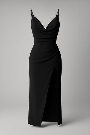 Elegant gedrapeerde midi-jurk voor dames met zijsplit - Perfect voor ceremonies