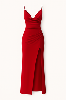 Elegant gedrapeerde midi-jurk voor dames met zijsplit - Perfect voor ceremonies