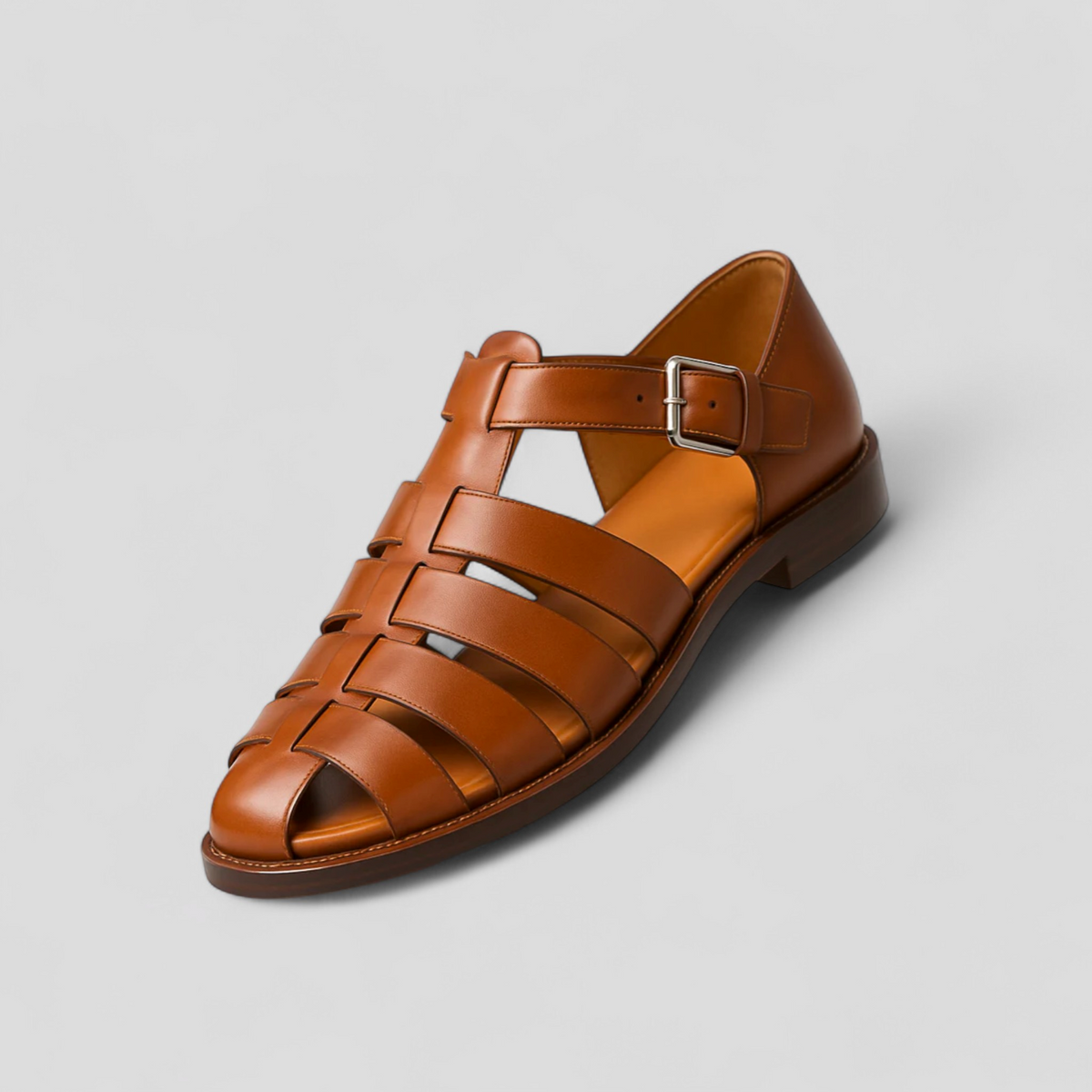 Sandals : Klassieke Zwarte Herensandalen van Echt Leer, Comfortabel met Verstelbare Gesp en Ademend in Marron van Pantino