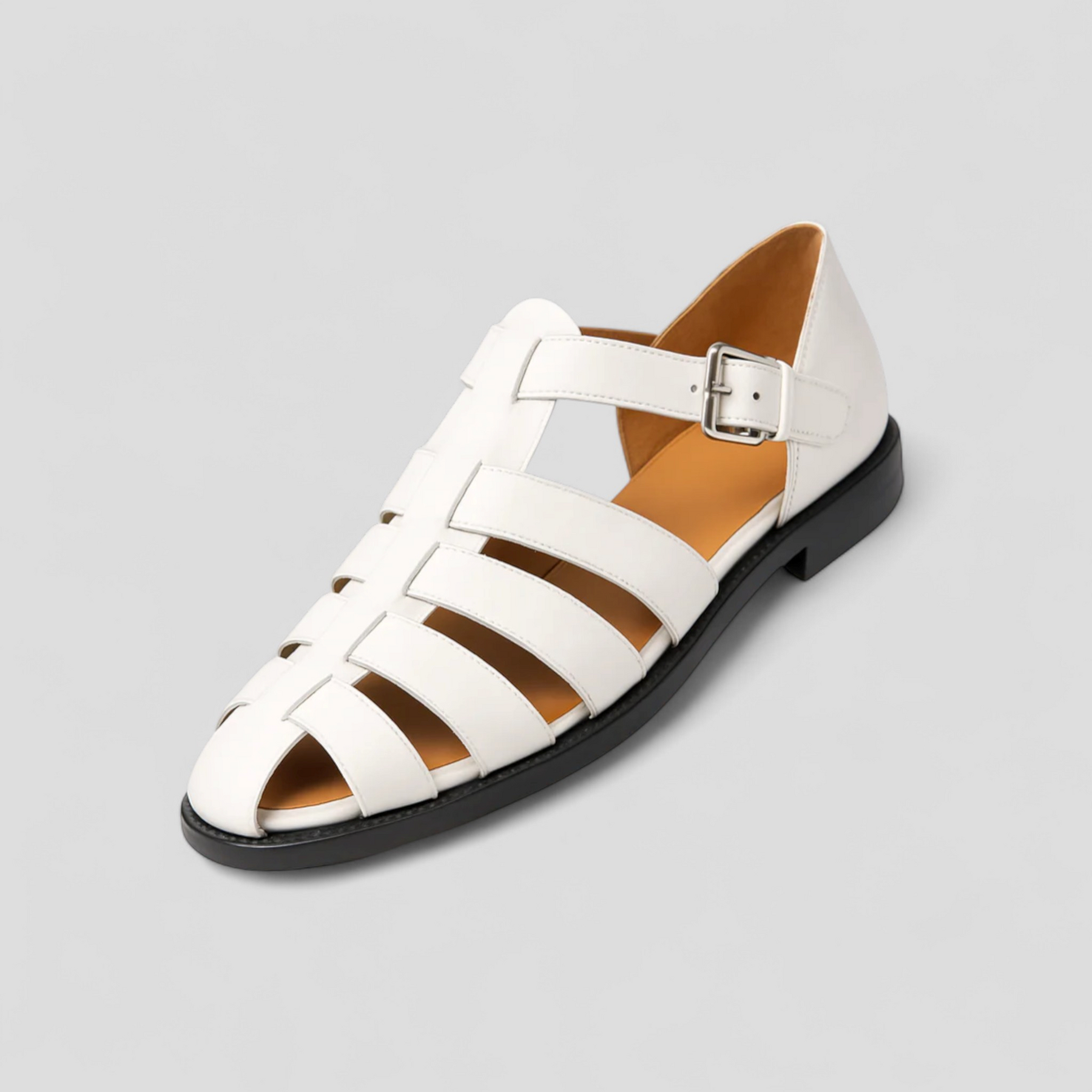 Sandals : Klassieke Zwarte Herensandalen van Echt Leer, Comfortabel met Verstelbare Gesp en Ademend in Bianco van Pantino