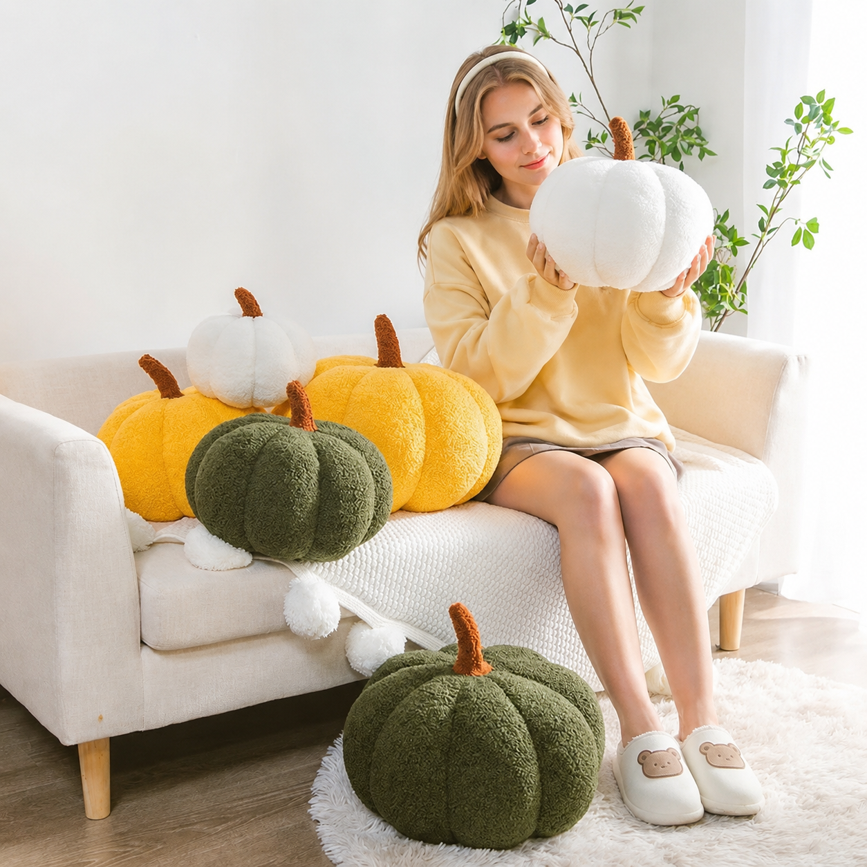 Gifts – Seasonal – Halloween : Pluche Pompoen Decoratiekussen – Zachte Herfst- en Halloween Decoratie in van Pantinoshop