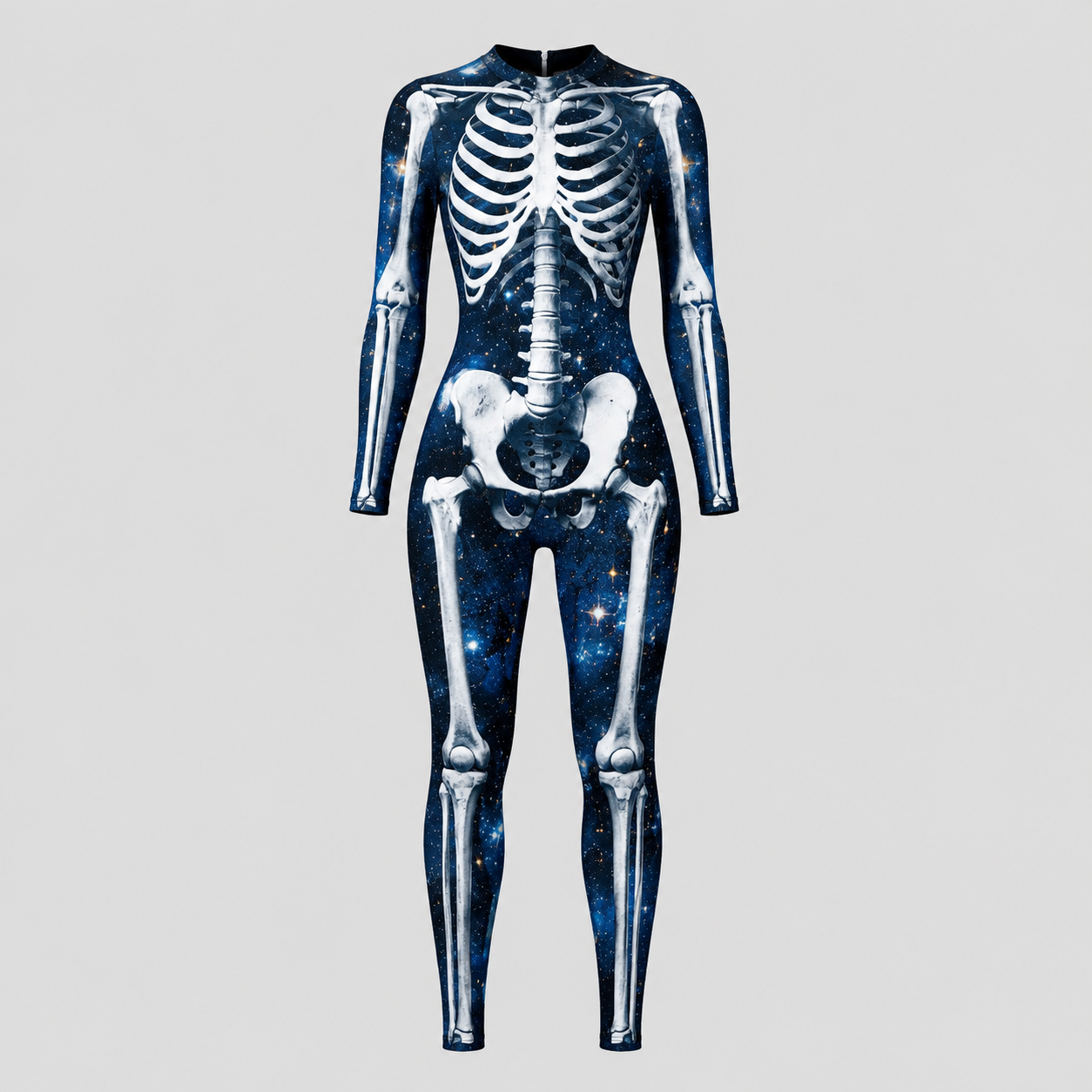 Gifts – Seasonal – Halloween : Skelet Jumpsuit Halloween Kostuum voor Volwassenen – Lange Mouwen in Blauw Bot2 van Pantinoshop