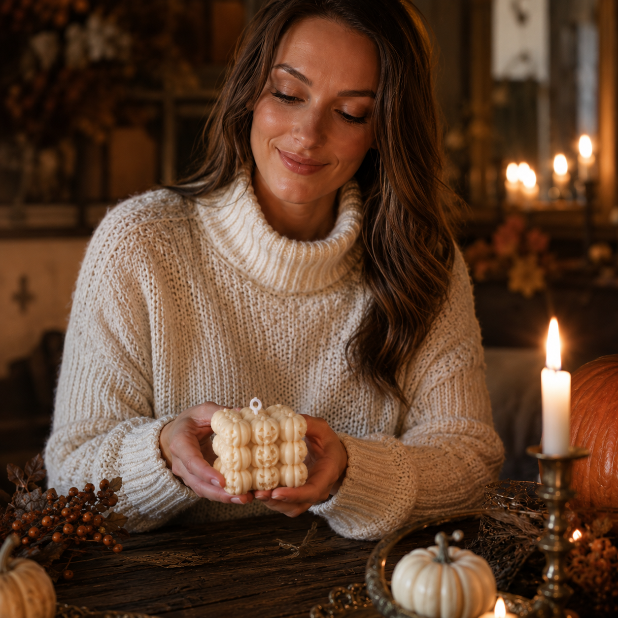 Gifts – Seasonal – Halloween : Halloween Pompoen Kubuskaars van Sojawas – 6,5 cm in van Pantinoshop