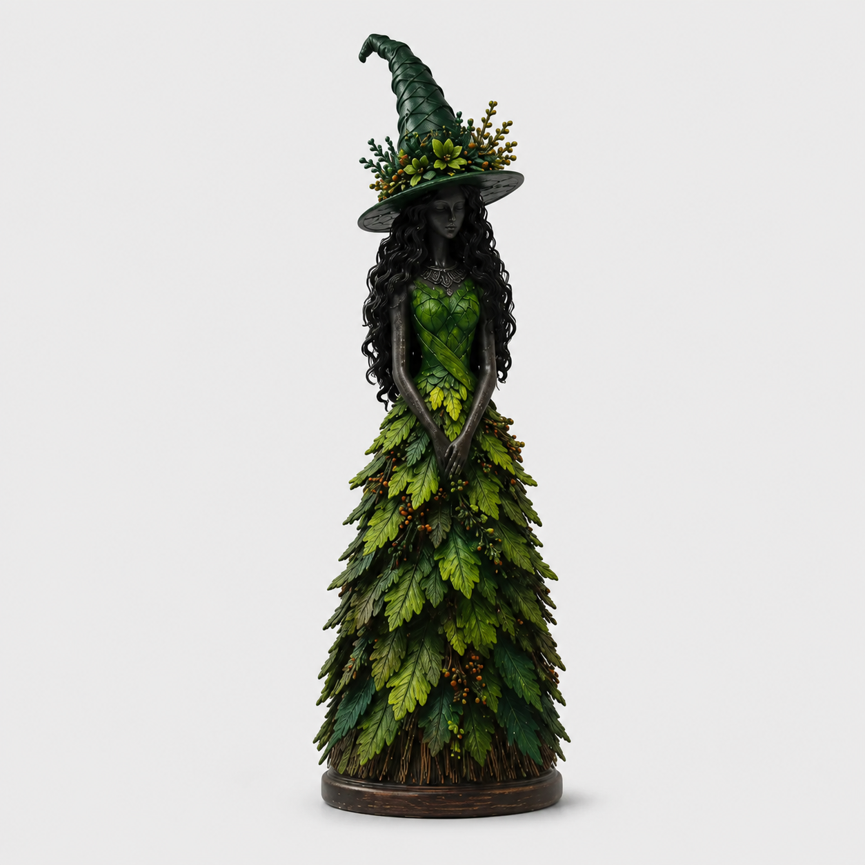 Gifts – Seasonal – Halloween : Heksenbeeld Halloween Decoratie met Herfstbladeren – 12,2/18/31 cm in Donkergroen van Pantinoshop