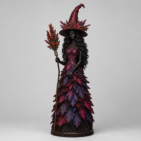 Gifts – Seasonal – Halloween : Heksenbeeld Halloween Decoratie met Herfstbladeren – 12,2/18/31 cm in Paars van Pantinoshop