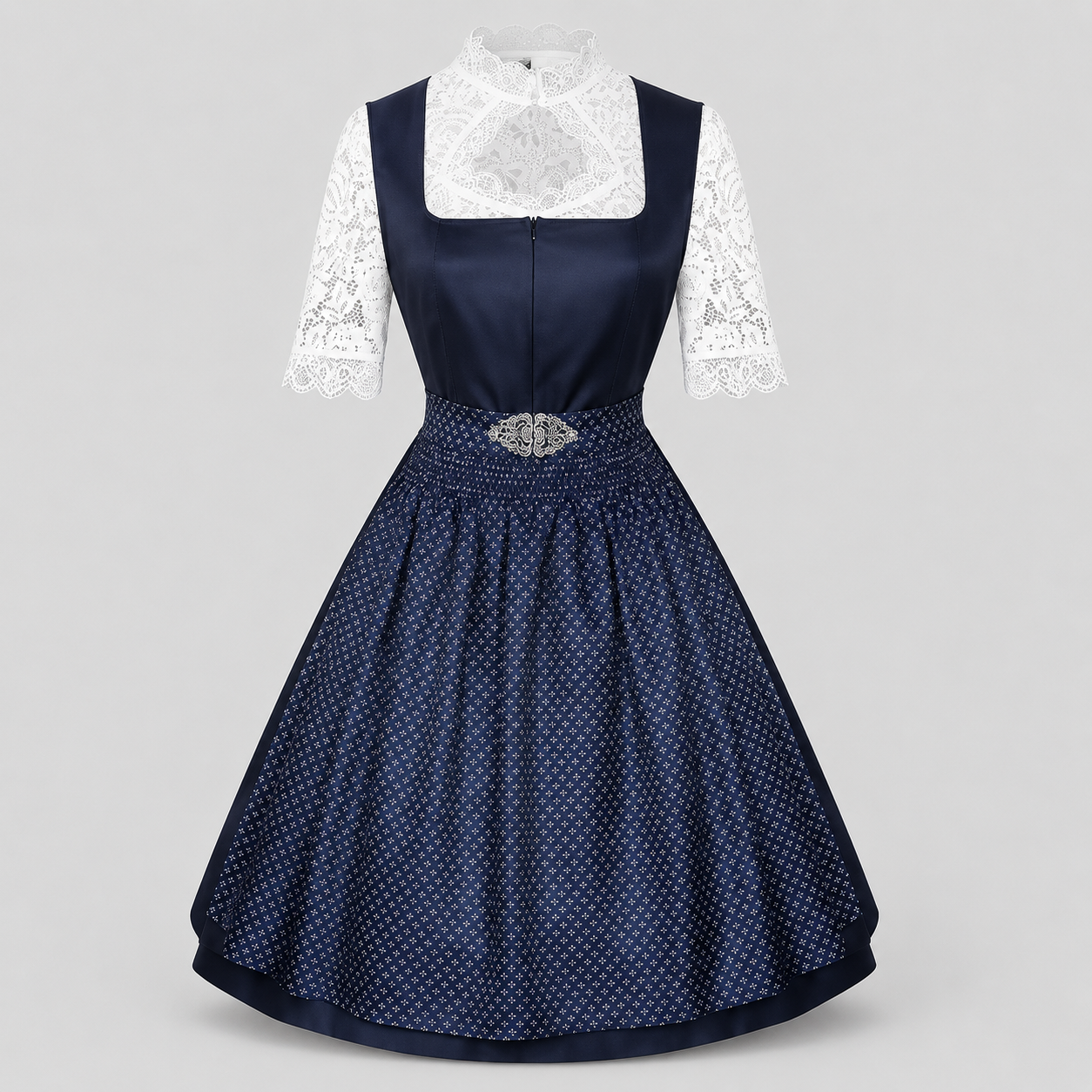 Gifts – Seasonal – Oktoberfest : Dirndl jurk dames - Beiers, elegant kant, marineblauw in Marineblauw van Steiner-boutique