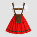 Dames Dirndl Rood met Carmen-hals en pofmouwen