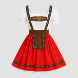 Dames Dirndl Rood met Carmen-hals en pofmouwen