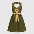Dames Dirndl Groen Beiers met Schort en Rijgdetail
