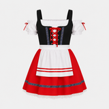 Dirndl Jurk Dames Rood Kant voor Oktoberfest Feesten