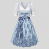 Dirndljurk Dames: Traditioneel Blauw met Uitlopende Rok